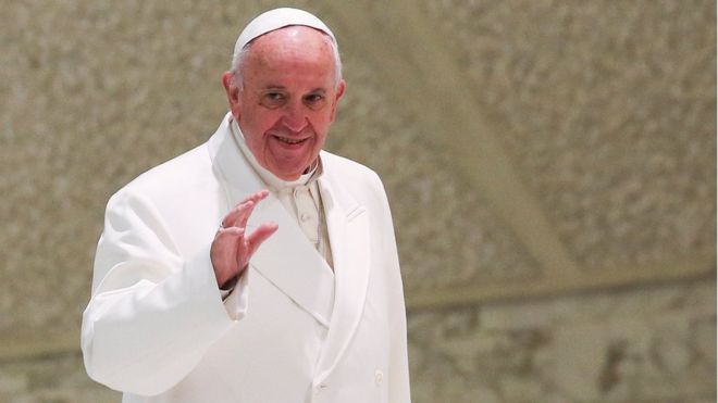 Pope Francis, seen here at the Vatican, will stop over in Cuba on his way to Mexico, Reuters